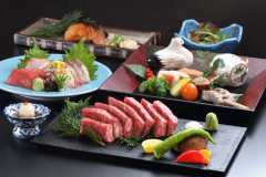 季節の京会席と国産牛ステーキ120ｇイメージ