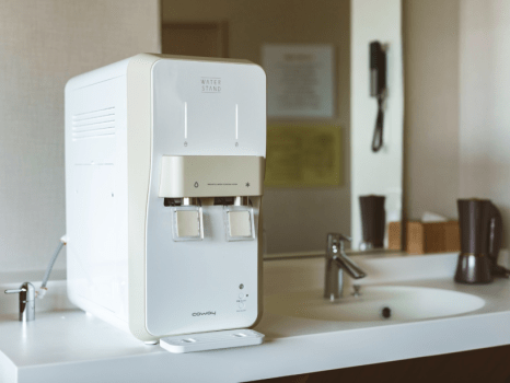 脱衣所にはウォーターサーバーを置いています。