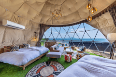 【ドッグテラス・プレミアム】4ベッド・直径7ｍ＜”sora”＞ドームテント・バスタブ《ペットOK》