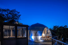 【ドッグテラス・プレミアム】4ベッド・直径7ｍ＜”sora”＞ドームテント・バスタブ《ペットOK》