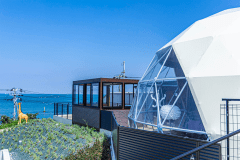 【ドッグテラス・プレミアム】4ベッド・直径7ｍ＜”hoshi”＞ドームテント・バスタブ《ペットOK》