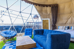 【ドッグテラス・プレミアム】4ベッド・直径7ｍ＜”umi”＞ドームテント・バスタブ《ペットOK》