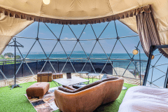 【ドッグテラス・プレミアム】4ベッド・直径7ｍ＜”tsuki”＞ドームテント・バスタブ《ペットOK》