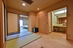 バリアフリー対応のお部屋。和室のお部屋で極力段差をなくしました。