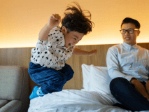 久しぶりの旅行に、ボクもテンションMAX！家族の楽しい時間のはじまりです♪