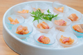 【朝食】濃厚な胡麻ダレに漬けた「鯛の漬け」。食欲のない朝もお茶漬けでサラッといただけます。