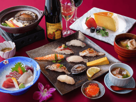 【海辺の鮨宿-UMINOIRO-】海を見ながらアニバーサリー鮨コースを味わうひと時！絶景コテージSTAYプラン【1泊2食付】