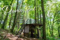 【ツリーハウス／最大4名／冷暖房完備】ドームテント4M（ベッド2台&ソファベッド2台）