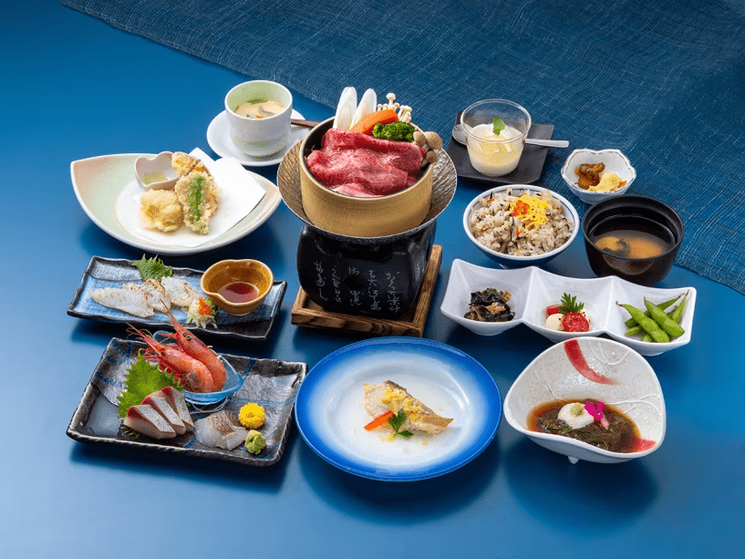 ・【スタンダードコース（一例）】和牛のせいろ蒸しやお刺身などが楽しめるスタンダードなコースです