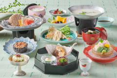 【ヴィーガン会席イメージ／会場食】 カラダや環境にやさしい植物性食材を使用した、サステナブルな会席です。