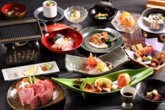 □【彩の料理 冬 一例】女将太鼓判!長野県産霜降和牛の鉄板焼きなど、彩良いお料理の数々