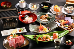 □【彩の料理 冬 一例】女将太鼓判！長野県産霜降和牛の鉄板焼きなど、彩良いお料理の数々