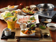 【かごしま地鶏しゃぶしゃぶ会席】鹿児島県産の地鶏のしゃぶしゃぶがメインの会席／一例