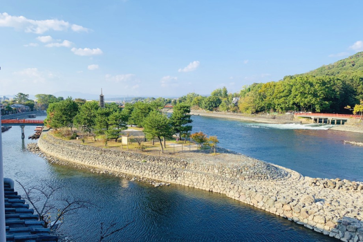 (客室からの景色)美しい宇治川の流れを眺めながらごゆるりとご寛ぎ下さい。※客室からの景色一例