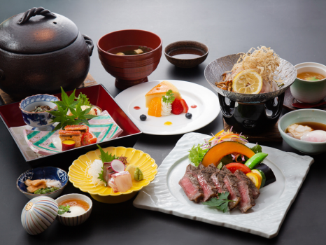 【ぶどうの樹／和食】1泊2食付＜野々庵＞九州の美食！海の幸、鮑ステーキ、握り鮨、お肉料理！人気本格会席プラン＜スパ＆サウナを楽しもう＞