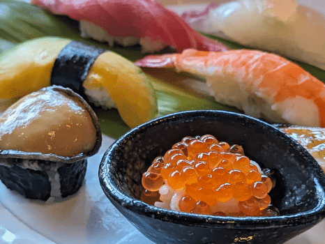 【海辺の鮨宿】宿泊者限定「とらふぐ＆鮨コース」さらに鮑ステーキ付＜鮨屋台＞贅沢！とらふぐ＆鮨づくしプラン1泊2食付