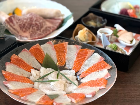 【海への道】＜地魚＞魚しゃぶ＆グリル！個室で味わうWメイン！国産牛ステーキ＆海の幸満喫グルメプラン