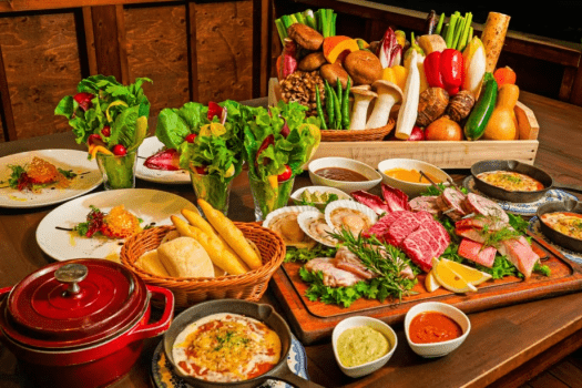 那須高原和牛を盛り込んだBBQコース（本日の新鮮野菜をお選びいただけるマルシェプラン）