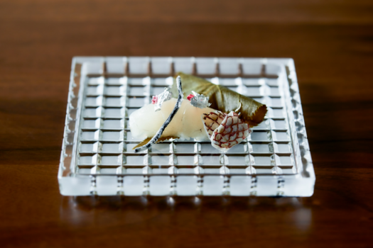 お寿司の一例。四季折々の味覚を五感でお楽しみいただけるフュージョンスタイルでご提供いたします。