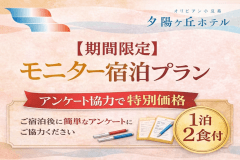 〇【6月泊まるならコレ！】モニター宿泊プラン/アンケート協力で特別価格＜1泊2食付＞