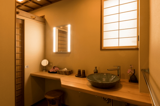 [TSUKUSHI] Separate room with a half open-air bath and free-flowing hot-spring water / Japanese-style room 10 + 6 tatami mats / Villa Size: 40 m&sup2;