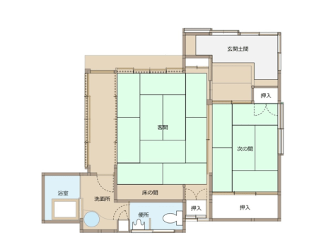 [TSUKUSHI] Separate room with a half open-air bath and free-flowing hot-spring water / Japanese-style room 10 + 6 tatami mats / Villa Size: 40 m&sup2;