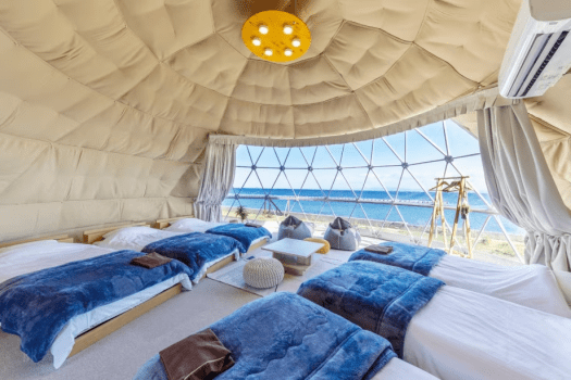 【Molto Dome】8張床、室內面積76㎡＜碧藍色＞海景・圓頂型帳篷