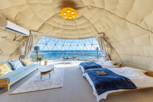 【Mare Dome】2張床、室內面積38㎡＜藍色＞海景・圓頂型帳篷