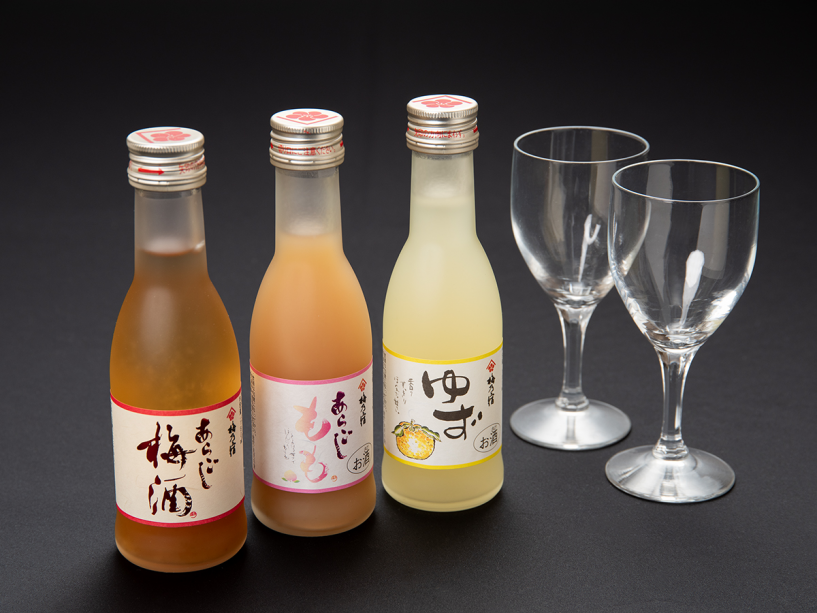 *【3種の果実酒】うめ・もも・ゆずのセットが付いたプランです。 *【3種の果実酒】うめ・もも・ゆずのセットが付いたプランです。
