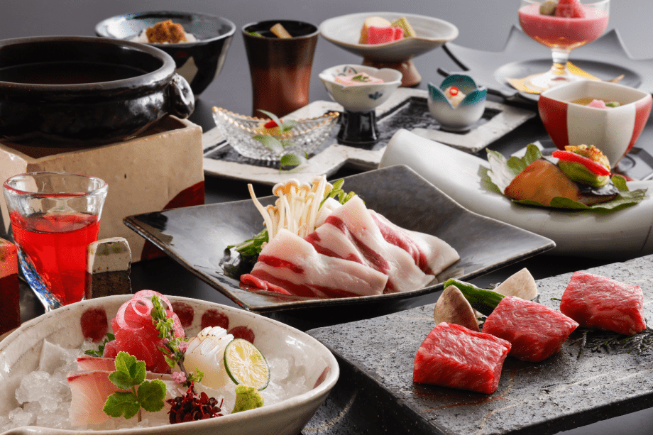 冬季限定会席「ぼたん鍋と姫路和牛ステーキ」