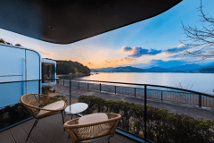 客室テラスからの夕焼け