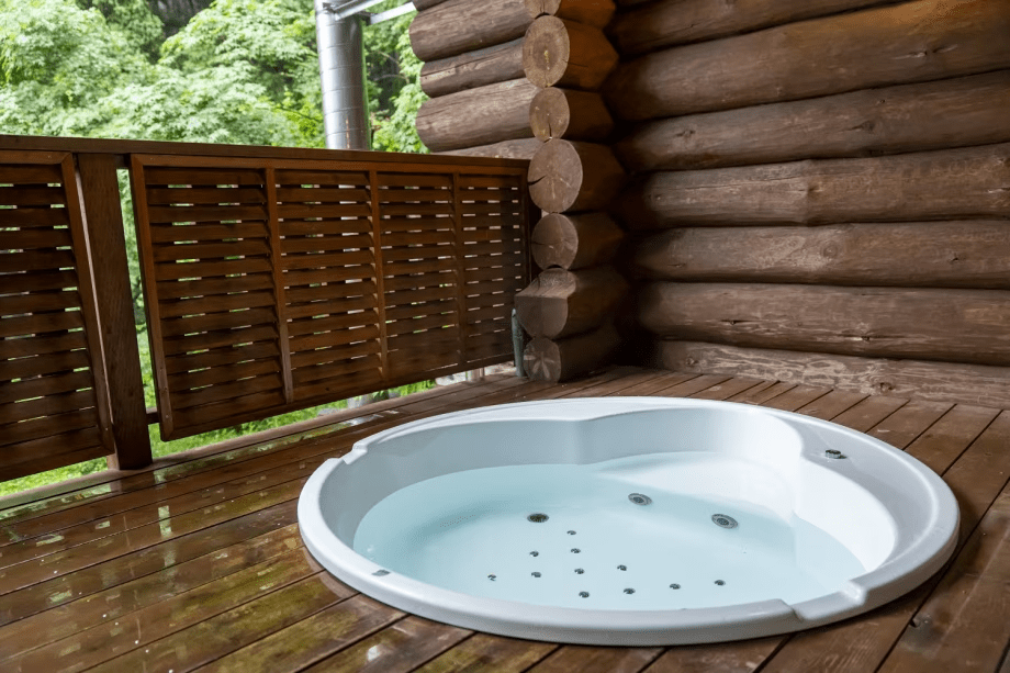 【ログハウス大浴場】天下の名湯溢れ出るログハウス大浴場
