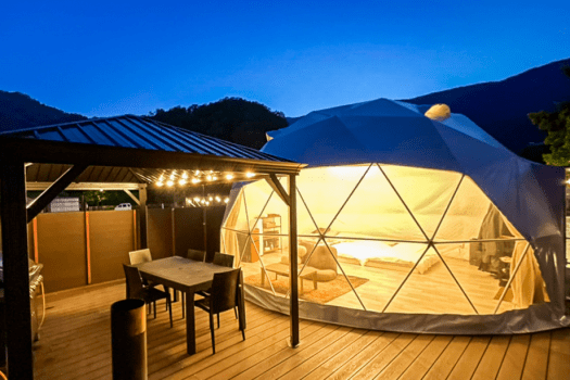 【素泊まり/お食事無し】お食事は自由にお持ち込みOK♪素泊りで楽しむドッググランピング【愛犬とグランピング/温泉チケット付】