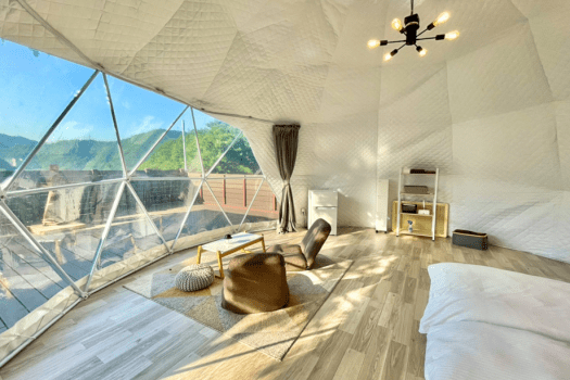 【1月2月新春キャンペーン/1日3組限定　お一人様14,800円♪】最大15,000OFF♪安芸太田の名物ボタン鍋であったかグランピング♪1泊2食プラン♪【愛犬とグランピング/温泉チケット付】