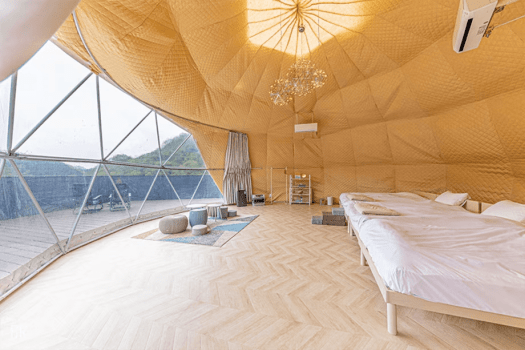 【1月2月新春キャンペーン/1日3組限定　お一人様14,800円♪】最大15,000OFF♪安芸太田の名物ボタン鍋であったかグランピング♪1泊2食プラン♪【愛犬とグランピング/温泉チケット付】