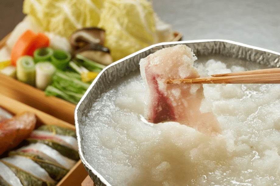 【夕餉 冬】久美浜大根をたっぷり使った雪中鍋。脂ののった伊根鰤をさっぱり愉しむ一品