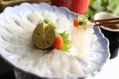 深い味わいと上質の食感を楽しむ”とらふぐ刺身（てっさ）”[一例]