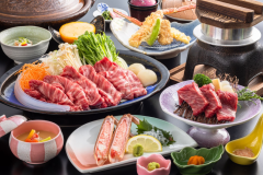 2024年２月よりスタートする新作メニューは、かにと和牛が一度に味わえるいいとこどり会席　[一例]