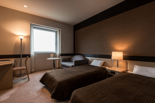 【Japanese-Western Style Room with Balcony】 Corner Room / Western-style Room + 6-tatami Japanese Room / Bath Included