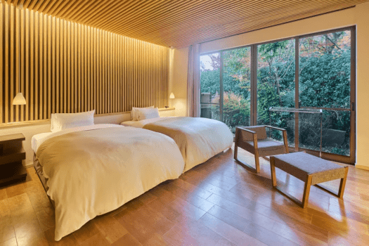 【和洋室】洋室ツイン10畳＋和室８畳　内湯＋露天風呂付・離れ