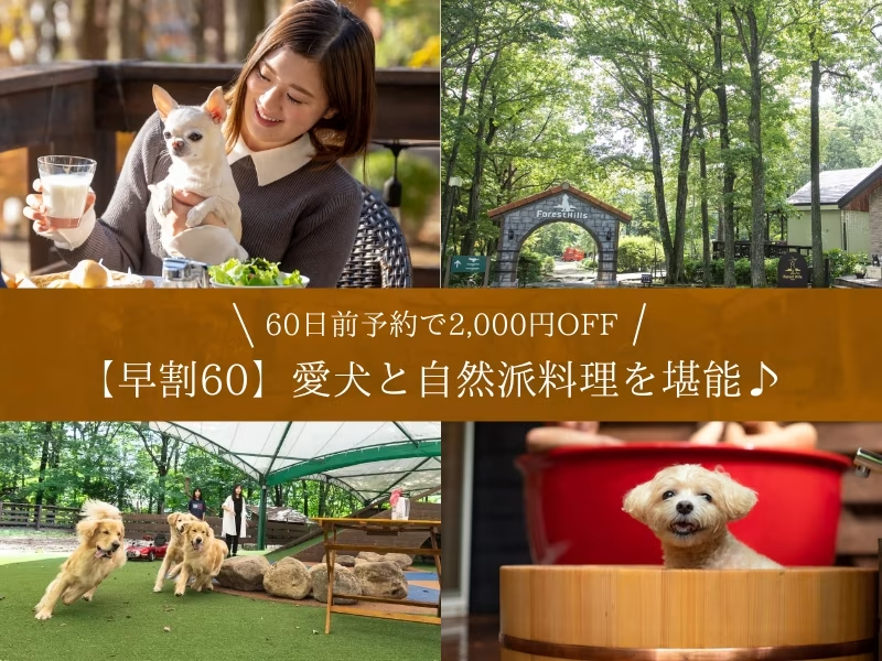 【早割60】愛犬と自然派料理♪60日前予約で2,000円OFF 【早割60】愛犬と自然派料理♪60日前予約で2,000円OFF