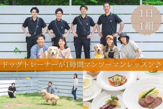 【１日１組】ドッグトレーナーが１時間マンツーマンレッスン★楽しいイベントも同時開催♪＜レストラン食＞