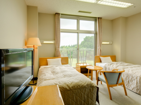 ツインベット(簡易ベット1台追加可)
バリアフリールーム、バリアフリーバス・トイレ付のお部屋です。