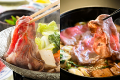 館内専門店＜三味亭＞で厳選県産牛すき焼きorしゃぶしゃぶをご賞味ください！