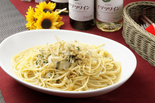 パスタ料理：長ネギとしらすの和風パスタ