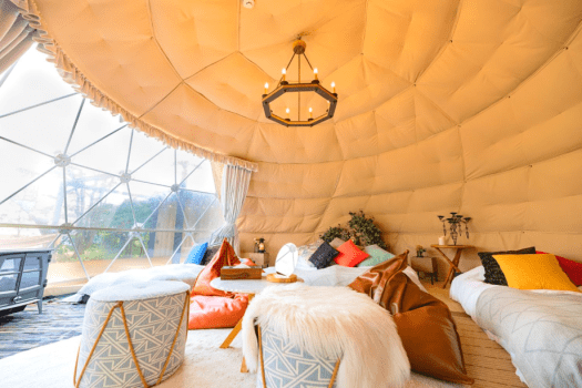 【객실 노천온천&times;사우나&times;얼음냉탕】돔형 텐트 6m (싱글 4대)
