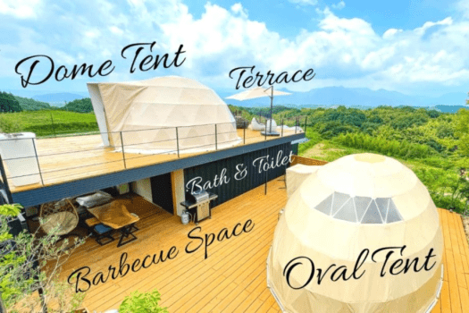 【With Semi-Open-Air Bath】Two-Story Oval & Dome Tent (Up to 7 People)