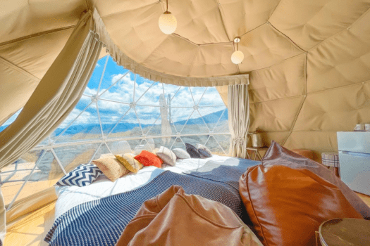 【With Semi-Open-Air Bath】Two-Story Oval & Dome Tent (Up to 7 People)