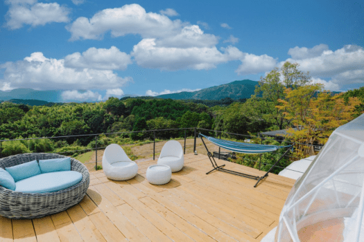 【With Semi-Open-Air Bath】Two-Story Oval & Dome Tent (Up to 7 People)