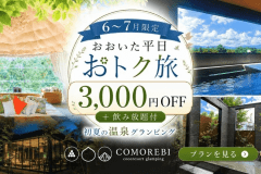 【6月7月限定おおいた平日おトク旅】3,000円OFF + 飲み放題 (夕朝食付)